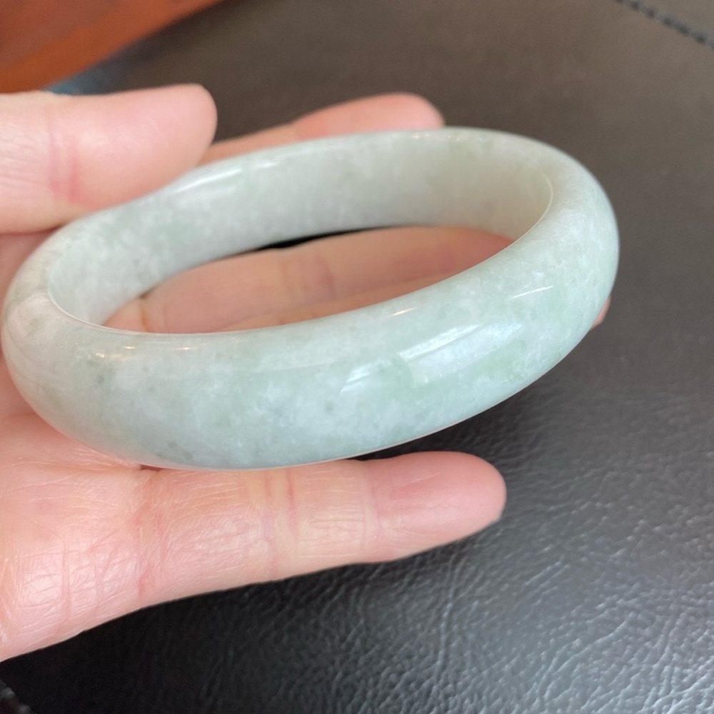 White Jade Bangle Bracelet 59mm Width 15mm - Picture 8 of 13